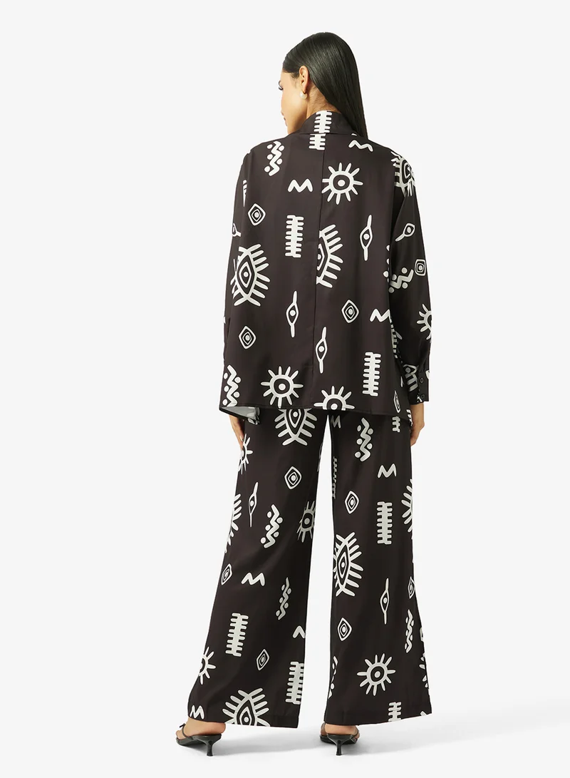 Ginger Oversize Monochrome Shirt & Wide Leg Pant Coord Set